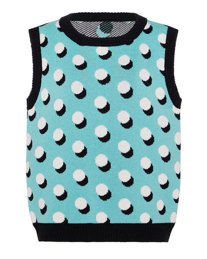 Oversized Polka Dot Vest Blue