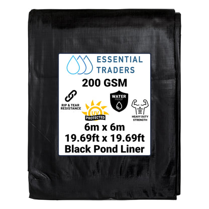 6m x 6m Black Pond Liner, L-Grade 200 GSM