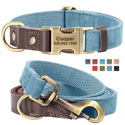 Personalized PU Leather Dog Collar and Leash