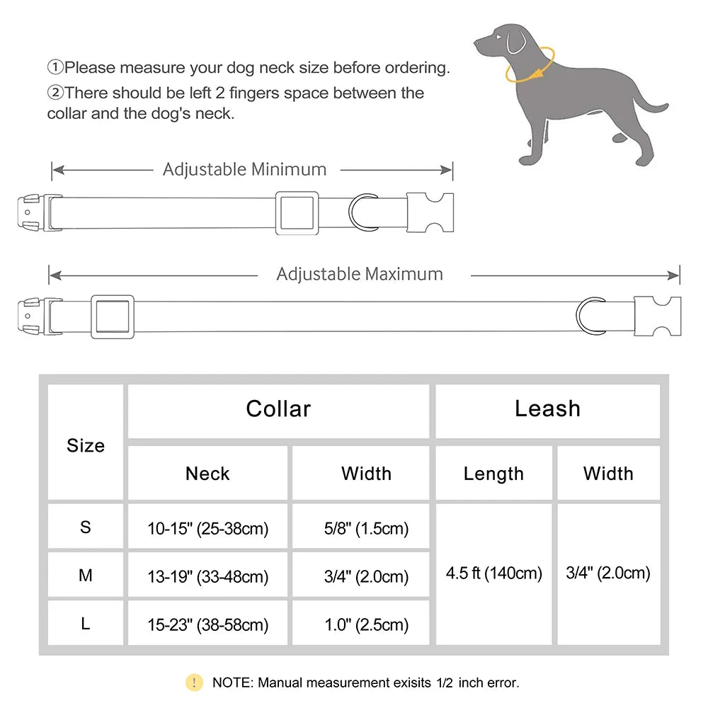 Personalized PU Leather Dog Collar and Leash