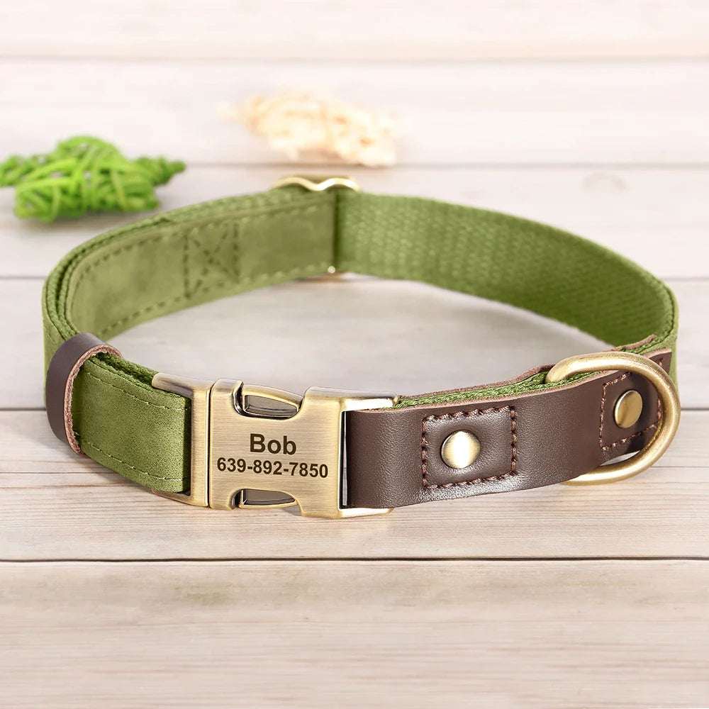 Personalized PU Leather Dog Collar and Leash
