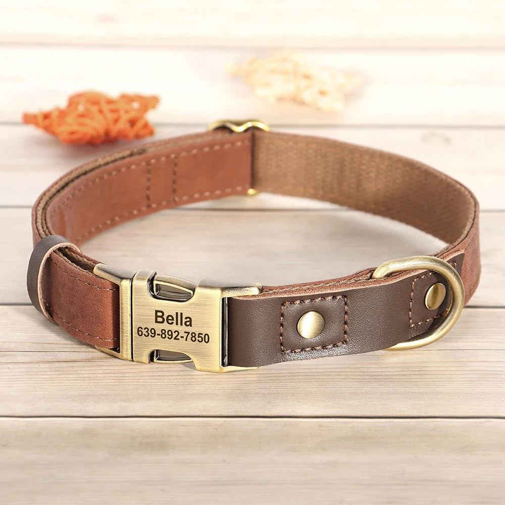 Personalized PU Leather Dog Collar and Leash