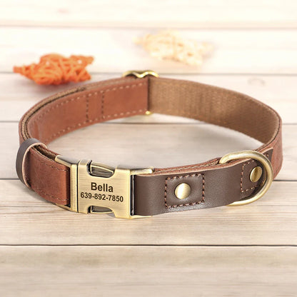 Personalized PU Leather Dog Collar and Leash
