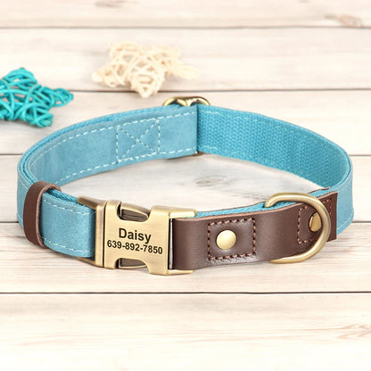 Personalized PU Leather Dog Collar and Leash