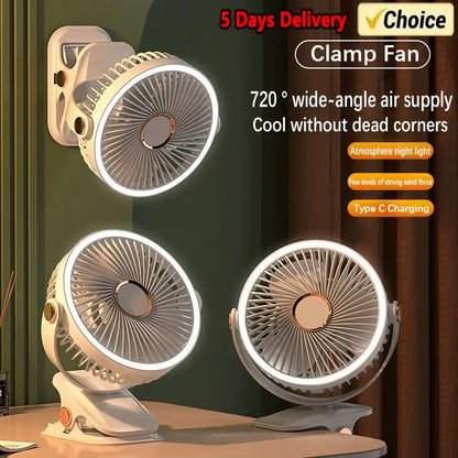 Aapon Mini Market Ltd Portable 8000mAh Camping Fan with LED Light