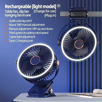 Aapon Mini Market Ltd Portable 8000mAh Camping Fan with LED Light