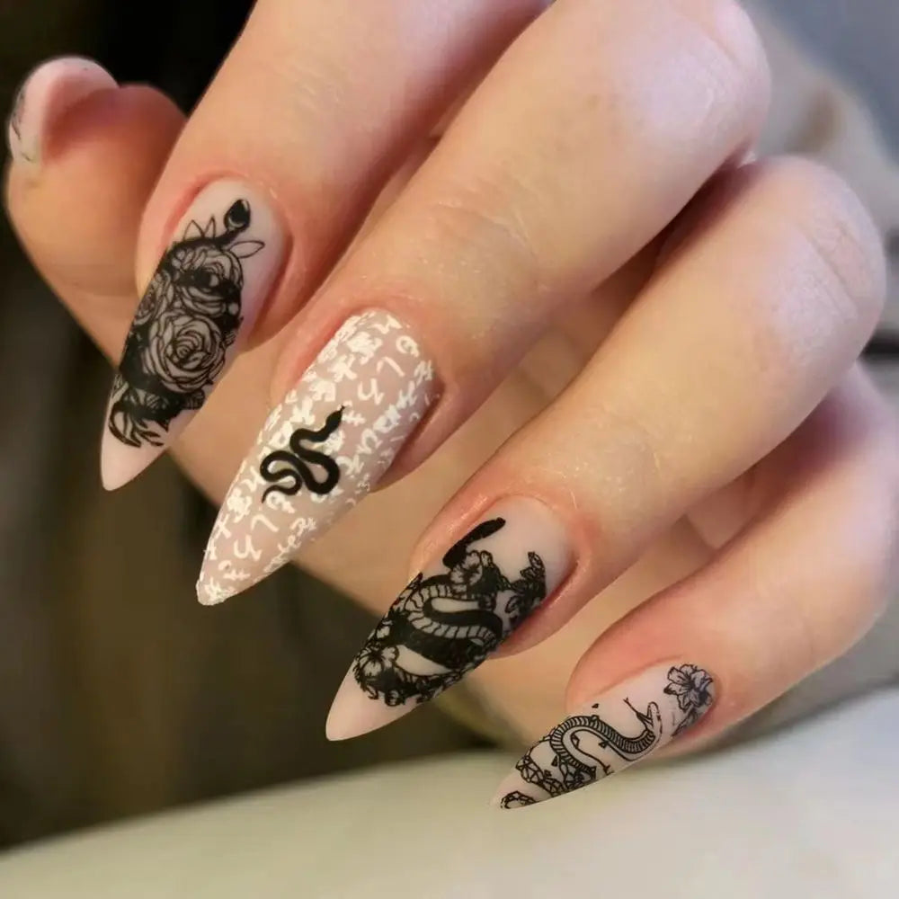 Punk Snake Stiletto Nail Art Set