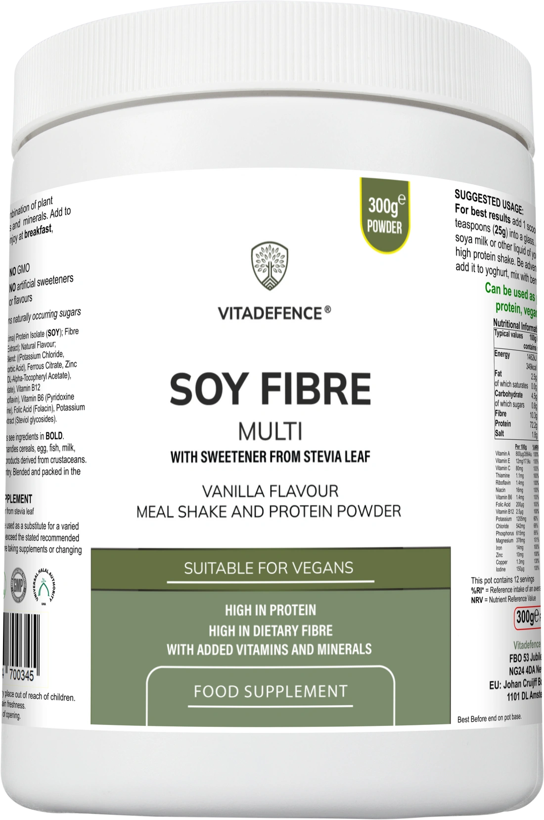 Aaponminimarket Soy Fibre Multi | Vanilla Flavour Protein Powder with Vitamins & Minerals – 300 g