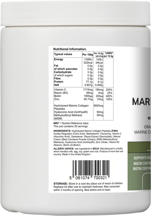 Aaponminimarket Marine Collagen Multi | Orange & Mango Flavour Powder with Hyaluronic Acid, MSM, Vitamins & Minerals – 315 g