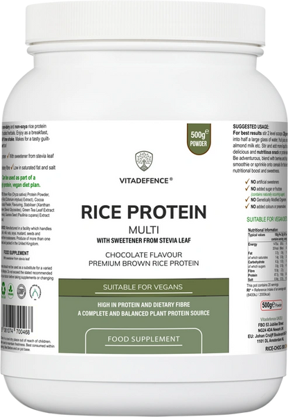 Aaponminimarket Rice Protein Multi | Chocolate Flavour Powder with Green Tea & Guarana – 500 g