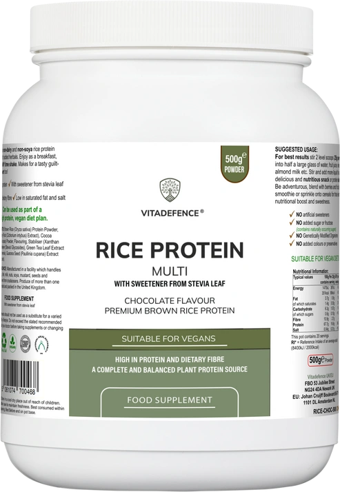 Aaponminimarket Rice Protein Multi | Chocolate Flavour Powder with Green Tea & Guarana – 500 g