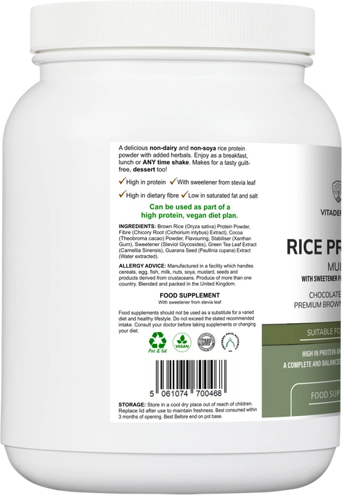 Aaponminimarket Rice Protein Multi | Chocolate Flavour Powder with Green Tea & Guarana – 500 g
