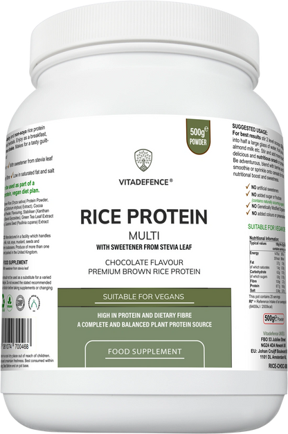 Aaponminimarket Rice Protein Multi | Chocolate Flavour Powder with Green Tea & Guarana – 500 g
