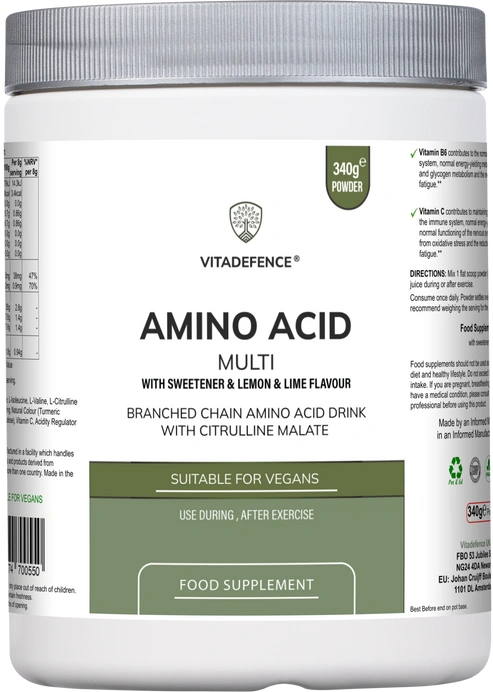 Aaponminimarket Amino Acid Multi | Lemon & Lime Flavour with Citrulline Malate, BCAAs & Vitamins – 300 g