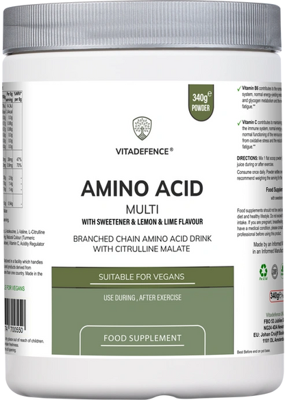 Aaponminimarket Amino Acid Multi | Lemon & Lime Flavour with Citrulline Malate, BCAAs & Vitamins – 300 g