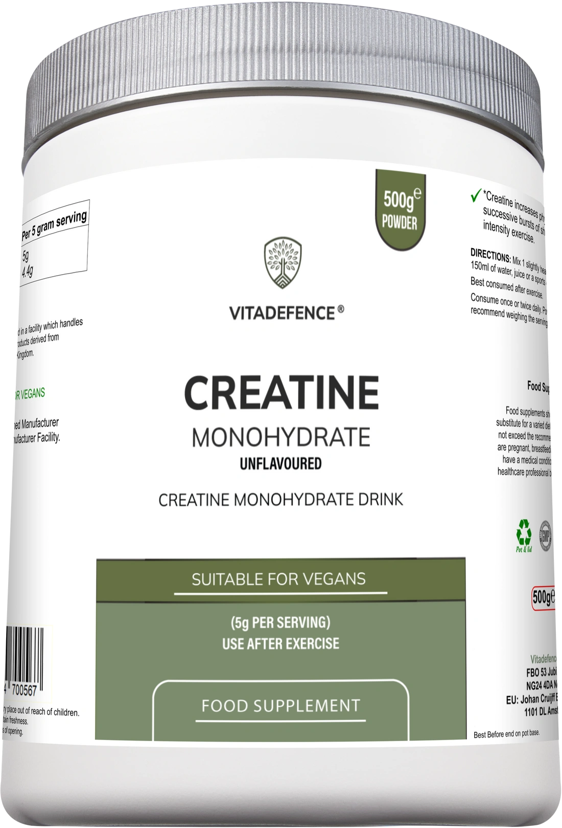 Aaponminimarket Creatine Monohydrate | Pure Unflavoured Creatine Powder – 500 g
