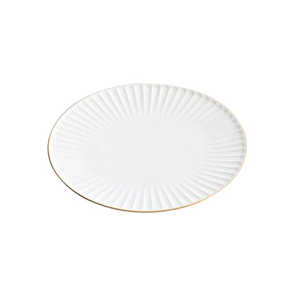 Aapon mini market -Radiant Pleat White Ceramic Plate with Gold Rim