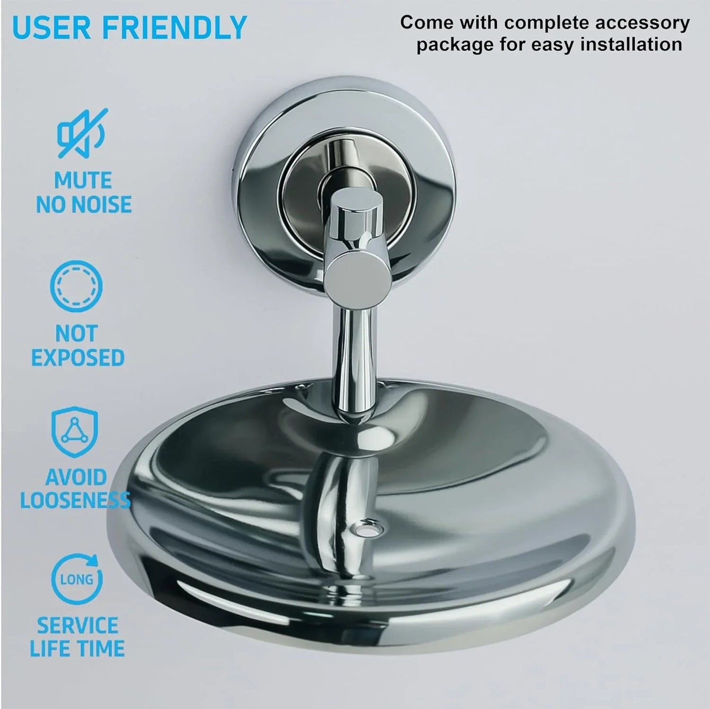 Round Stainless Steel Wall Mounted Soap Dish –Silver