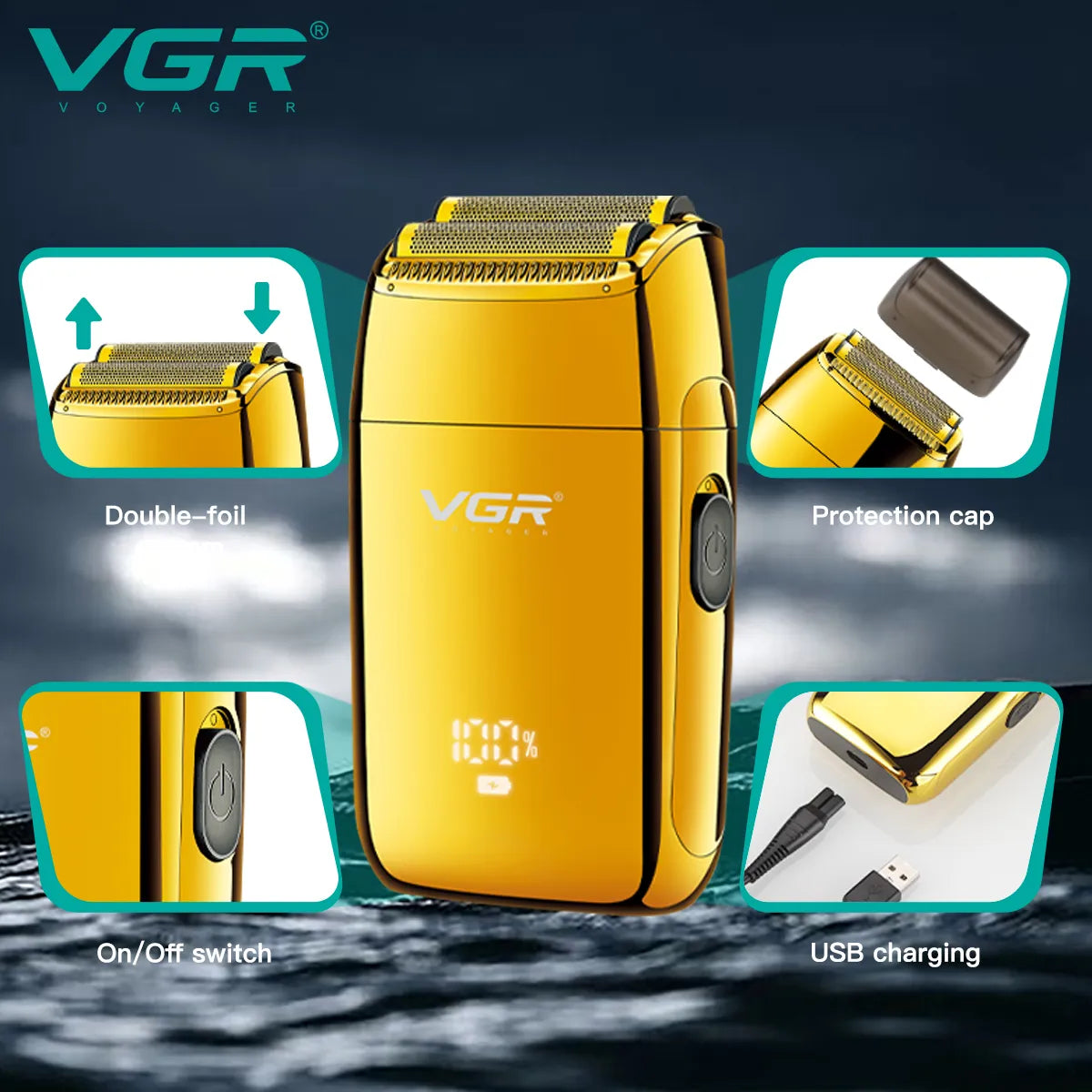 Rechargeable Men's Beard Trimmer with Spare Shaving Head