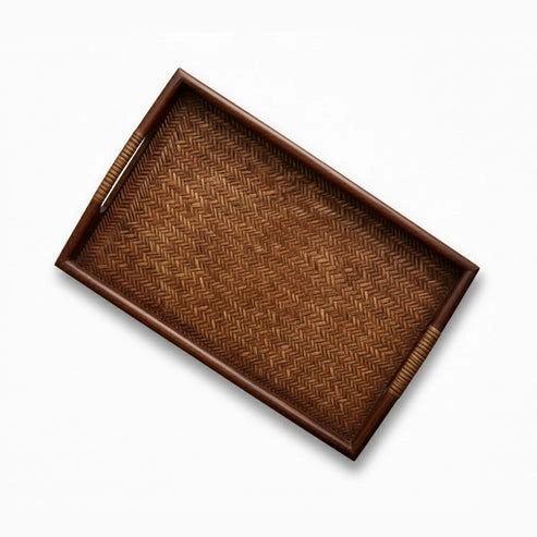 Aaponminimarket Rectangle Vera Rattan & Wood Tray