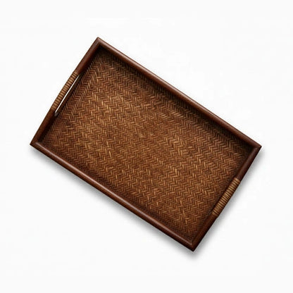 Aaponminimarket Rectangle Vera Rattan & Wood Tray