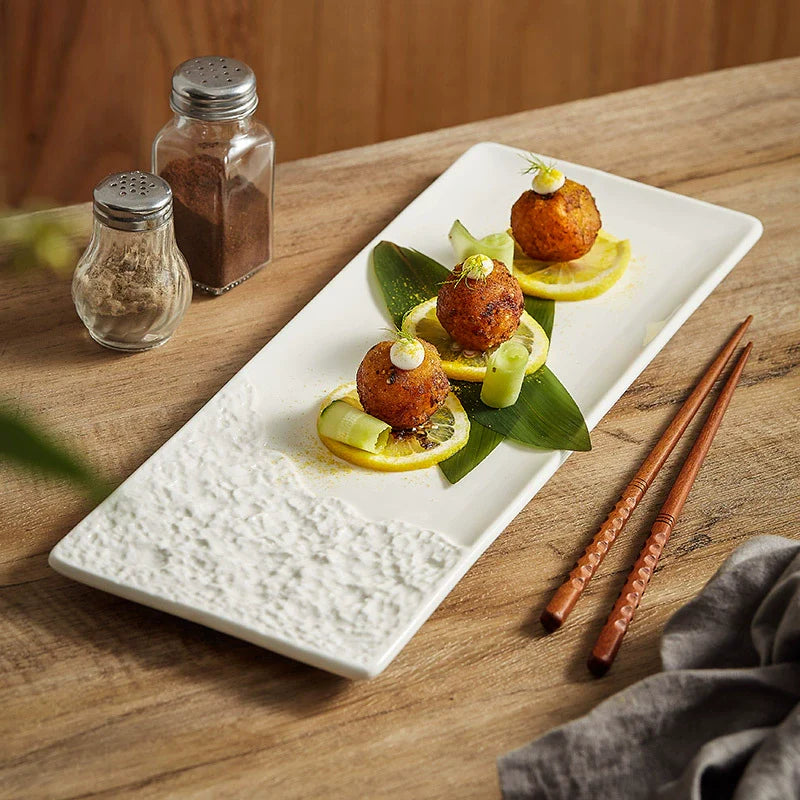 Aapon mini market -Artisan Stone-Edge Rectangular Ceramic Plate