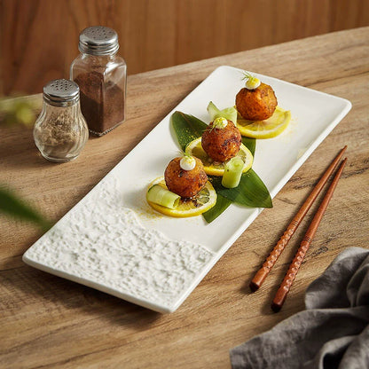 Aapon mini market -Artisan Stone-Edge Rectangular Ceramic Plate