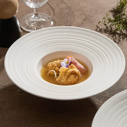 Aapon mini market -Handcrafted Ripple-Texture Wide-Rim Plate