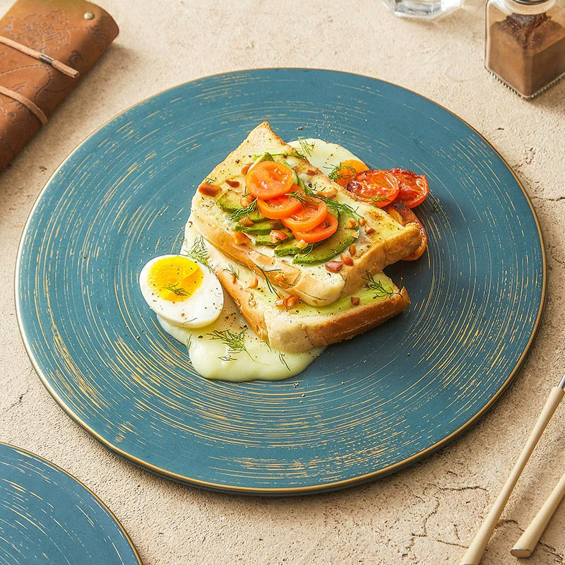 Aapon mini market -Brushed Texture Round Ceramic Dinner Plate 10" / 12