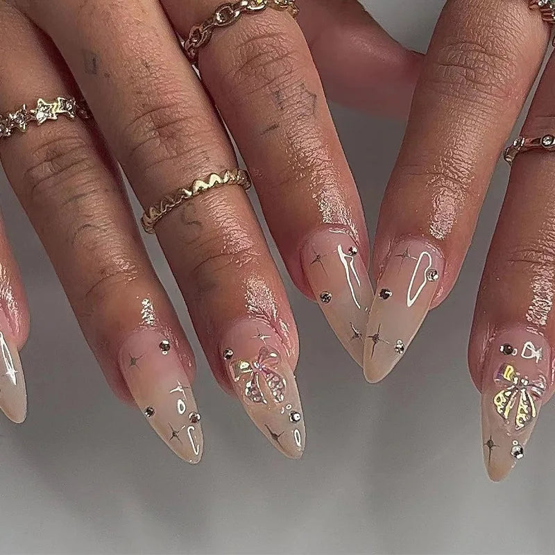 Medium-length Acrylic Almond Fake Nails
