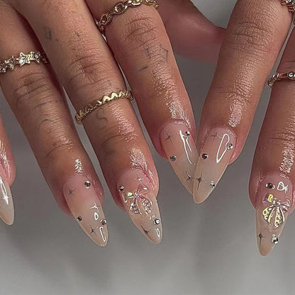 Medium-length Acrylic Almond Fake Nails