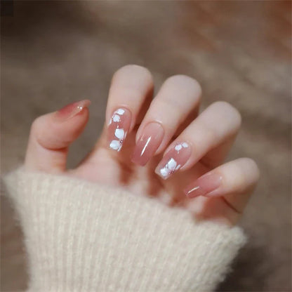 White Floral Press-On Nails