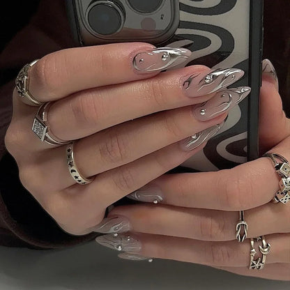 Medium-length Acrylic Almond Fake Nails