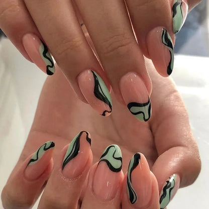 Medium-length Acrylic Almond Fake Nails