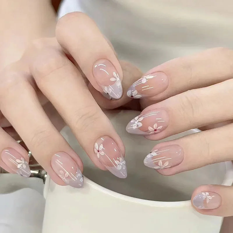 Colorful 3D Flower & Butterfly Press-On Nails