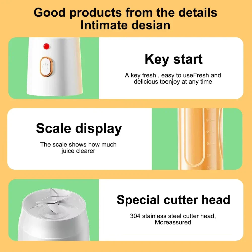 Aapon mini market - 40W Cordless USB Rechargeable Portable Blender (White)