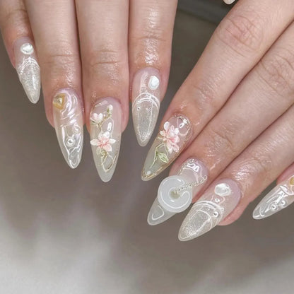 Colorful 3D Flower & Butterfly Press-On Nails