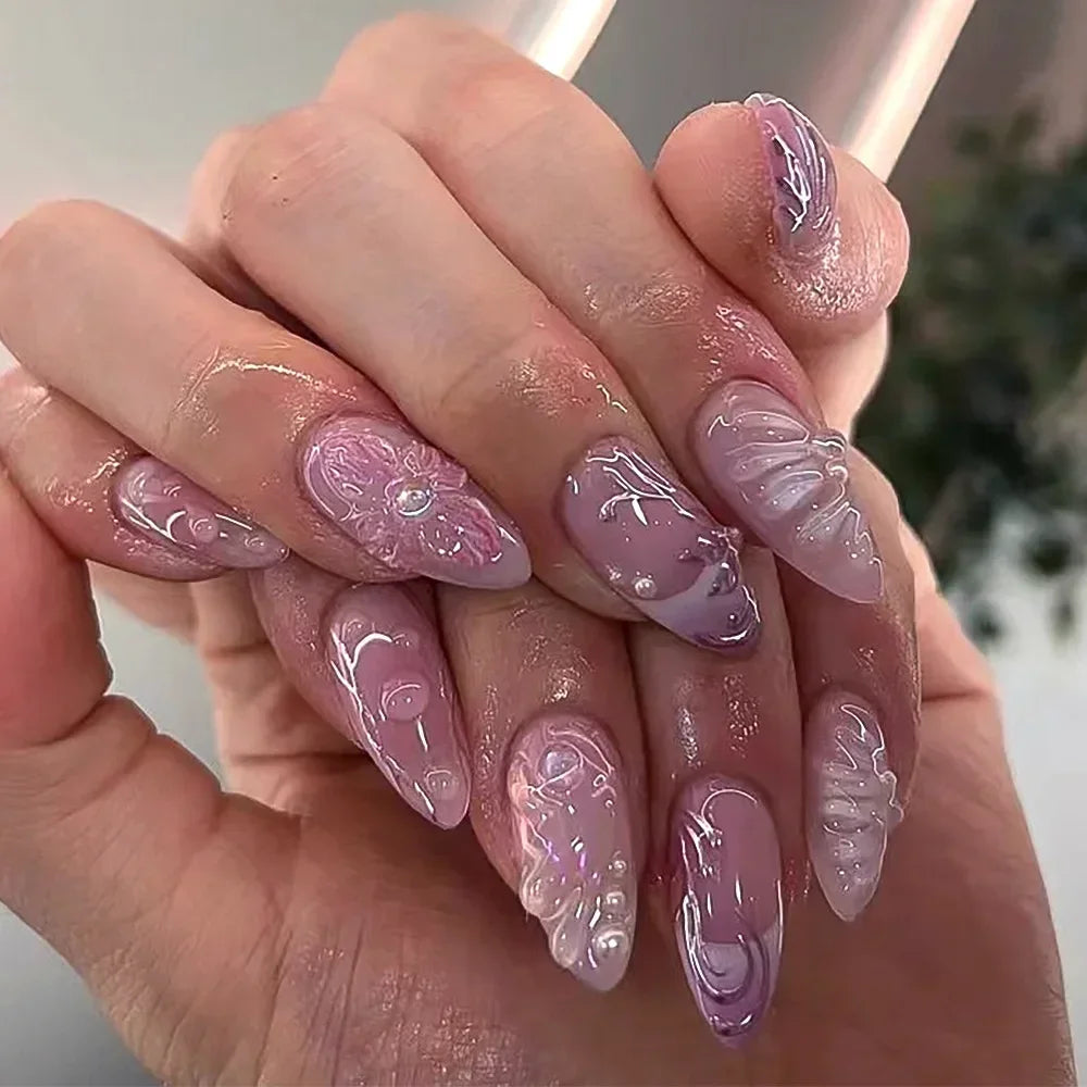 Aapon Mini Market Ltd Colorful 3D Flower & Butterfly Press-On Nails