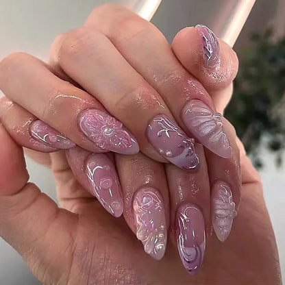 Aapon Mini Market Ltd Colorful 3D Flower & Butterfly Press-On Nails