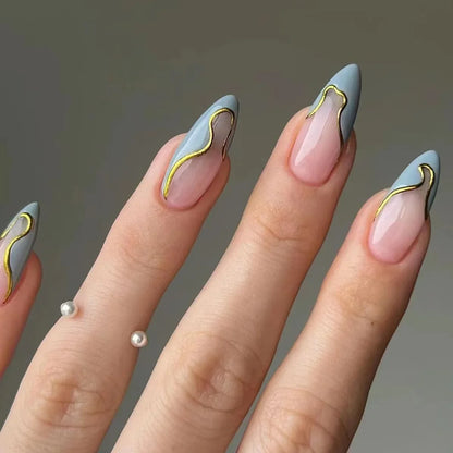 Medium-length Acrylic Almond Fake Nails