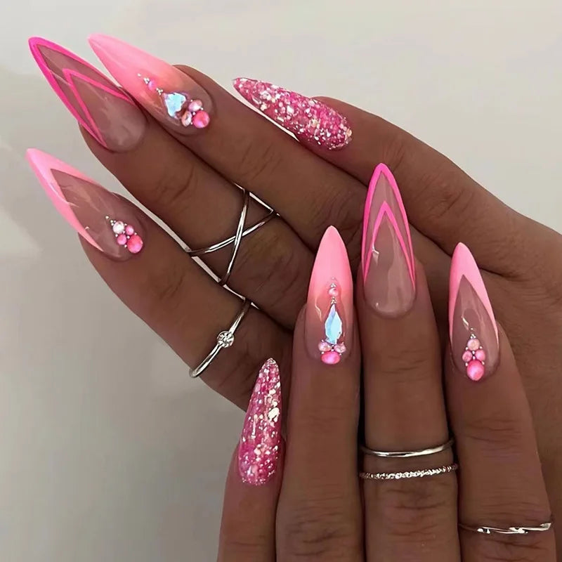 Medium-length Acrylic Almond Fake Nails