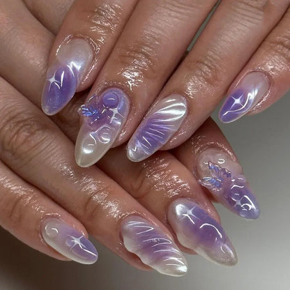 Aapon Mini Market Ltd Colorful 3D Flower & Butterfly Press-On Nails