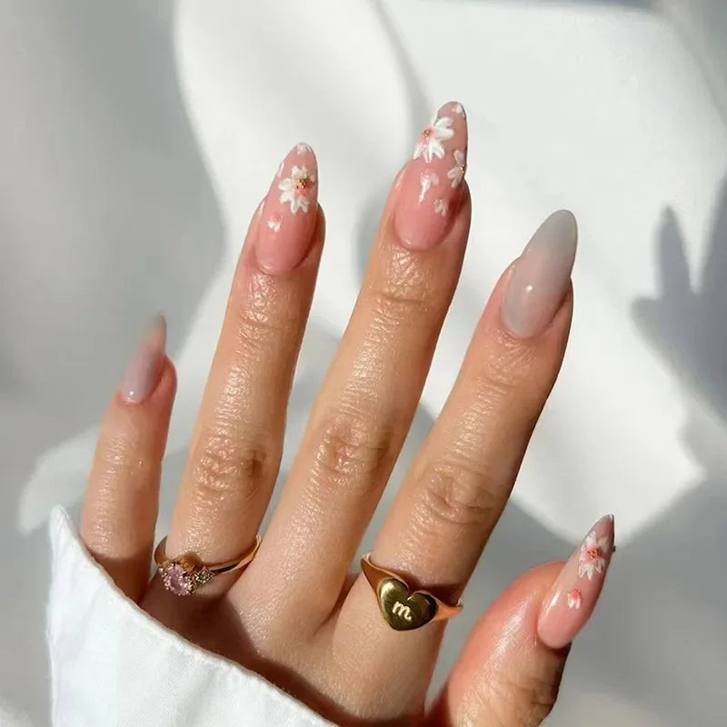 Colorful 3D Flower & Butterfly Press-On Nails