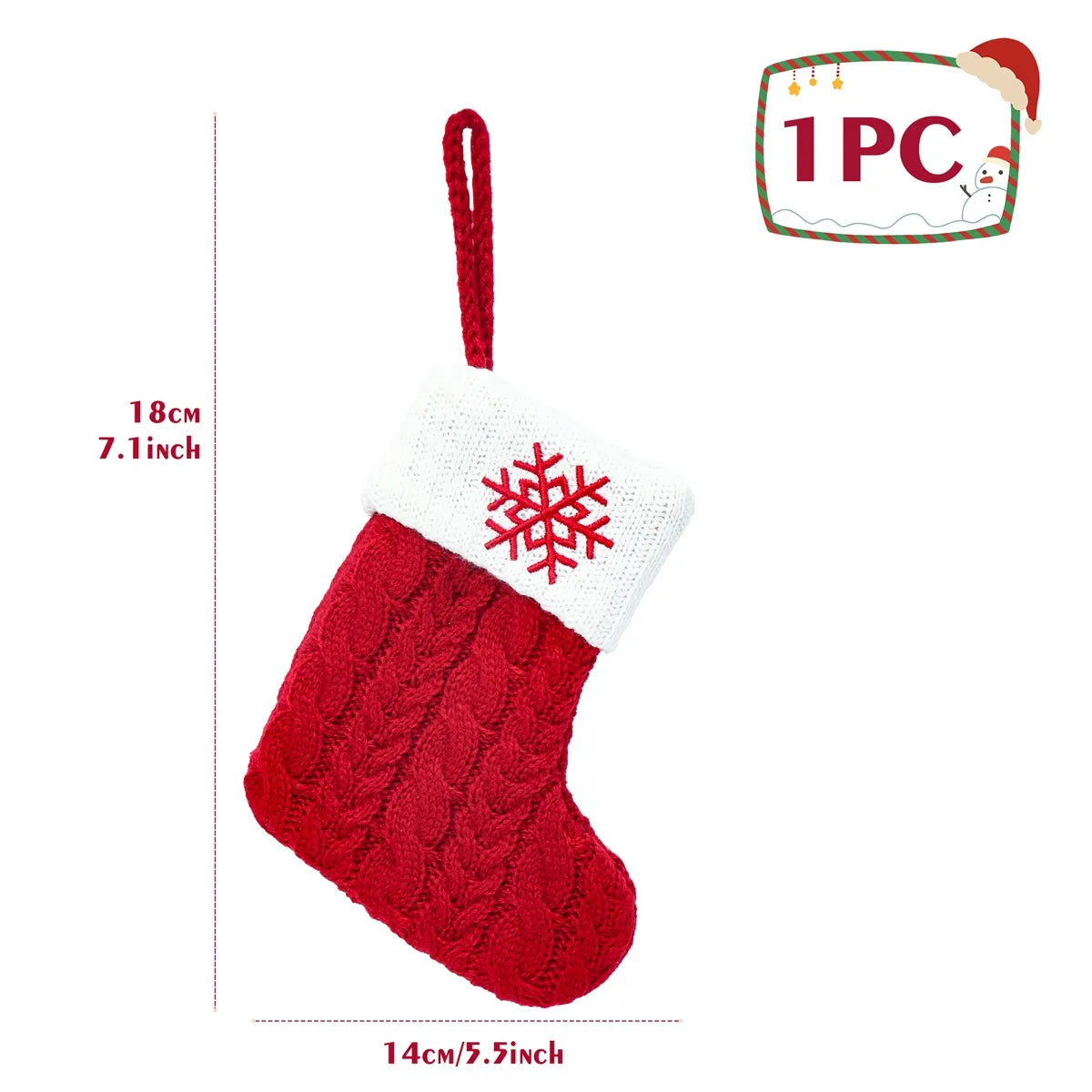 Mini cable-knit Christmas stocking measuring 18cm by 14cm