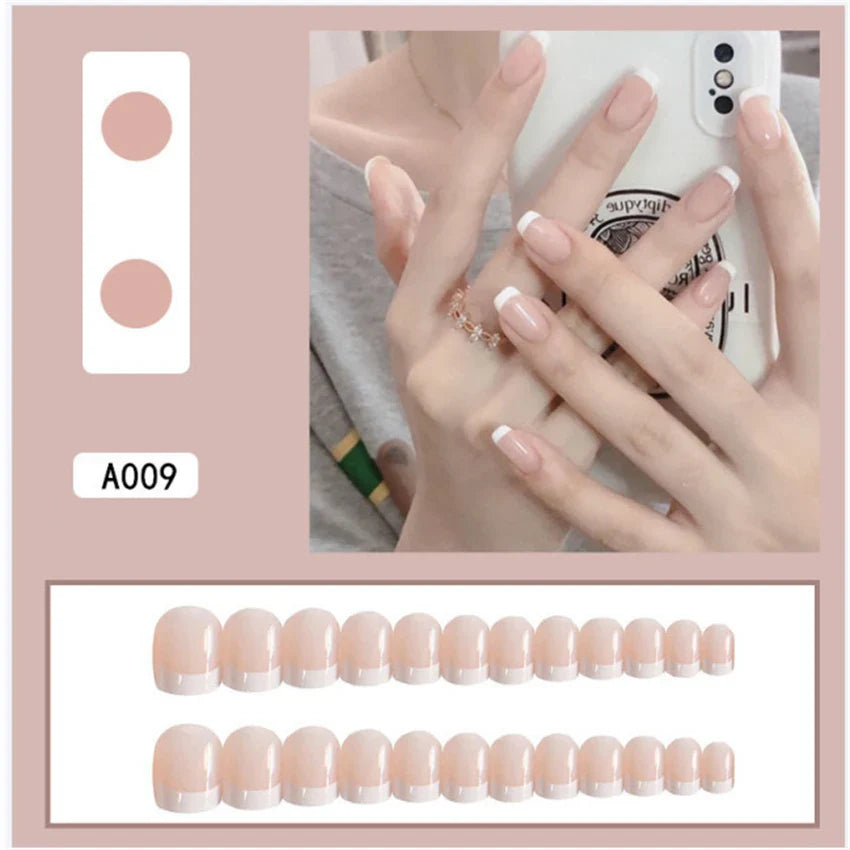 White Floral Press-On Nails