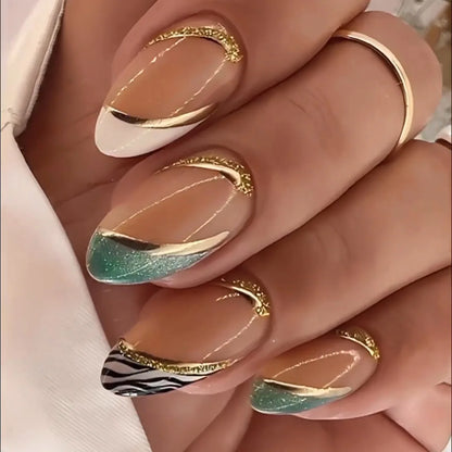 Medium-length Acrylic Almond Fake Nails