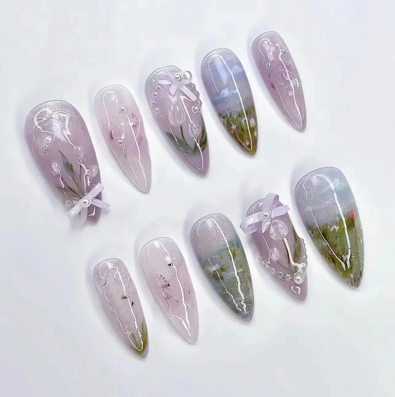 Aapon Mini Market Ltd Colorful 3D Flower & Butterfly Press-On Nails