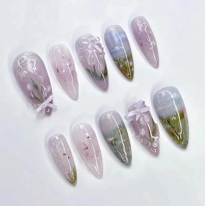 Aapon Mini Market Ltd Colorful 3D Flower & Butterfly Press-On Nails