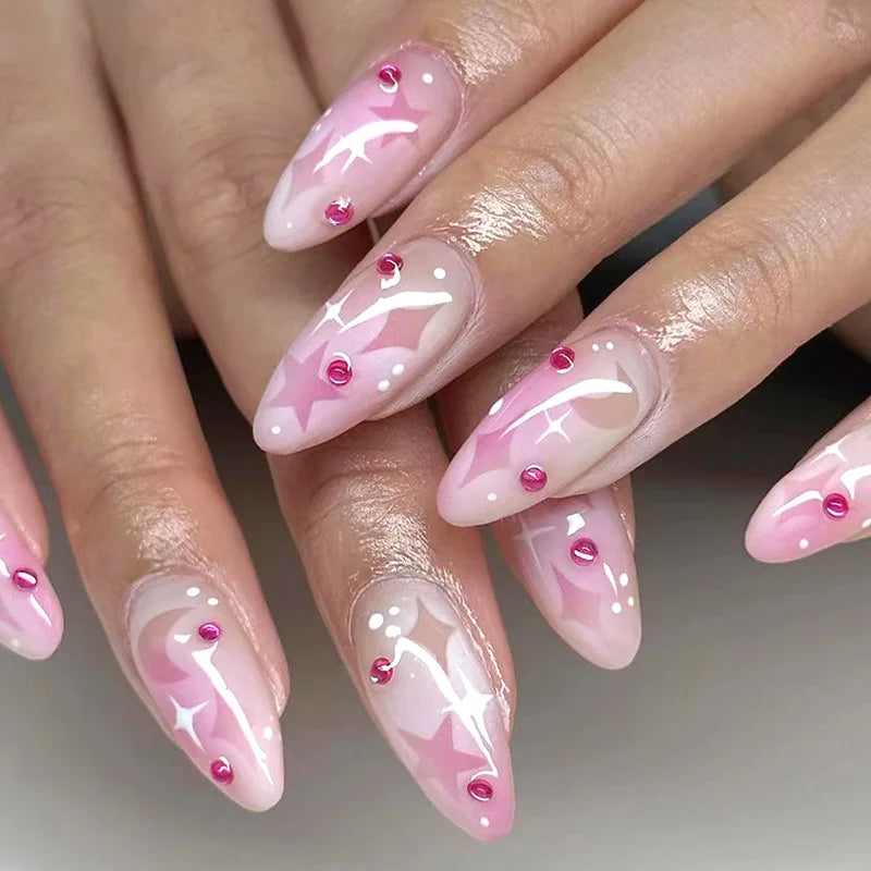 Aapon Mini Market Ltd Medium-length Acrylic Almond Fake Nails