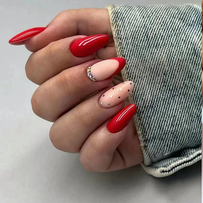 Medium-length Acrylic Almond Fake Nails